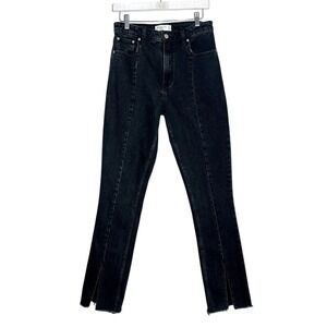 Abercrombie & Fitch The Skinny Black Ultra High Rise Split Hem Jeans 6/28 Long